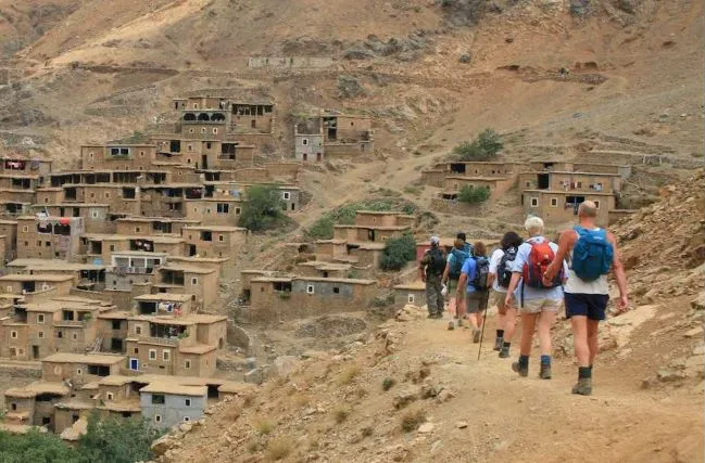 Group of Tourist are Hiking in Morocco