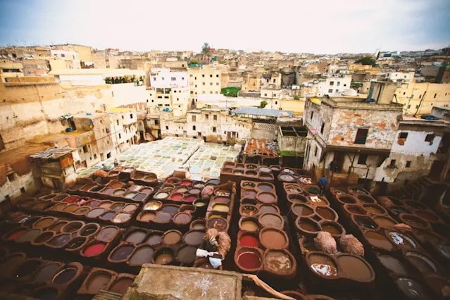 The Tanneries in Fes are a safe place for Morocco Student Tours